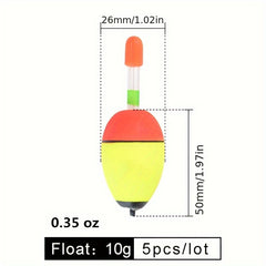 FTK 5pcs Lightweight Fishing Floats Eye-catching Bobbers Fishing Accessories