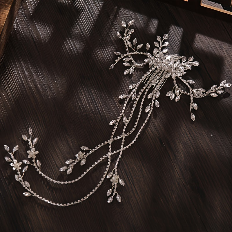 Crystal Bride Wedding Hair Comb Leaf Bridal Headpieces