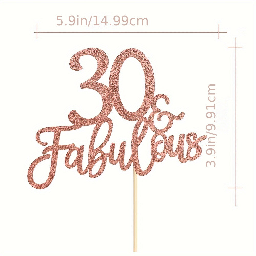 1pc Glitter Gold Paper Rose Cake Topper for Birthday Party