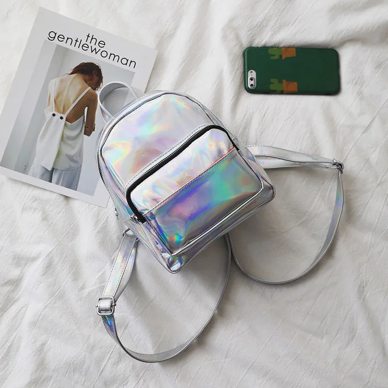 Laser PVC School Backpack for Teenage Girls