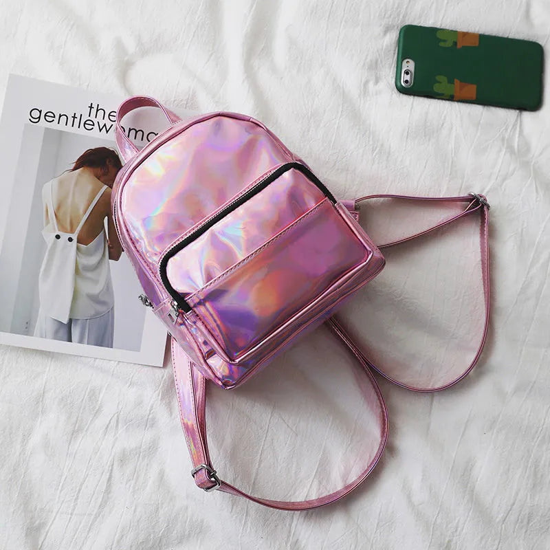 Laser PVC School Backpack for Teenage Girls