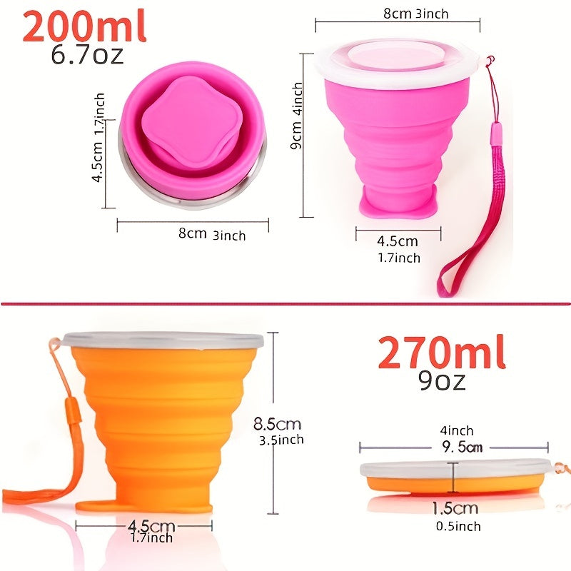 Silicone Collapsible Cup 270ml with Lid for Outdoor Travel