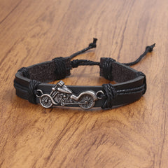 Men's Vintage Leather Bike Bracelet