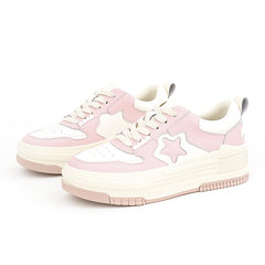 Women's Star Graphic Board Shoes Lace Up Thick Sole Versatile Flat Shoes