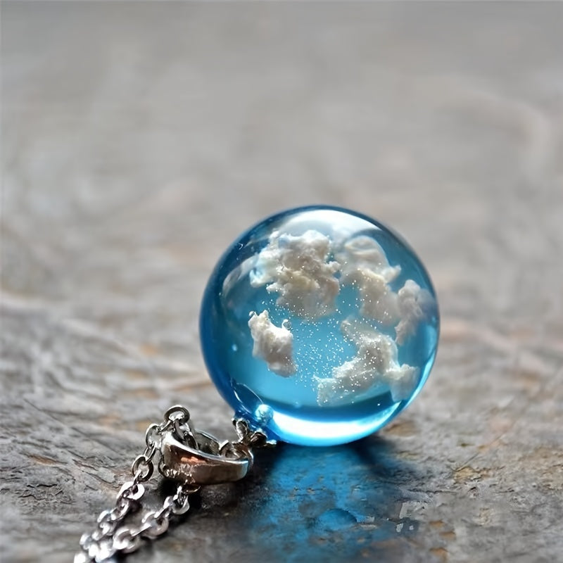 Clear Sky & Clouds Globe Pendant Necklace
