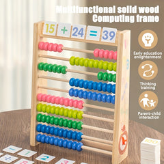 Solid Wood Abacus Frame with Colorful Beads Educational Toy