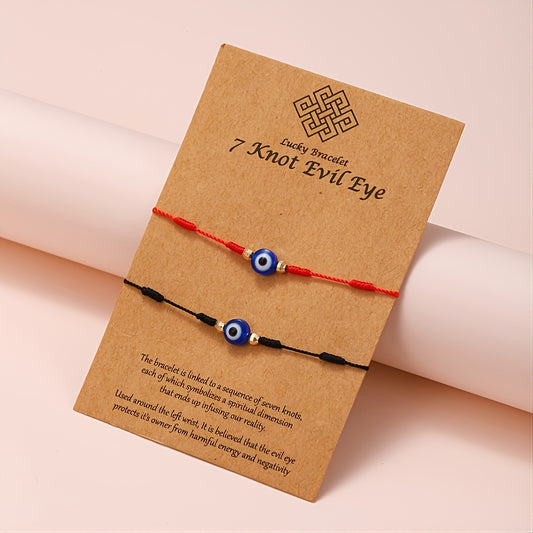 2pcs Devil Eye Knot Adjustable Bracelets