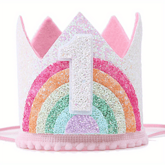 Felt Rainbow Birthday Party Crown 1st 2nd 3rd Happy Birthday Decor