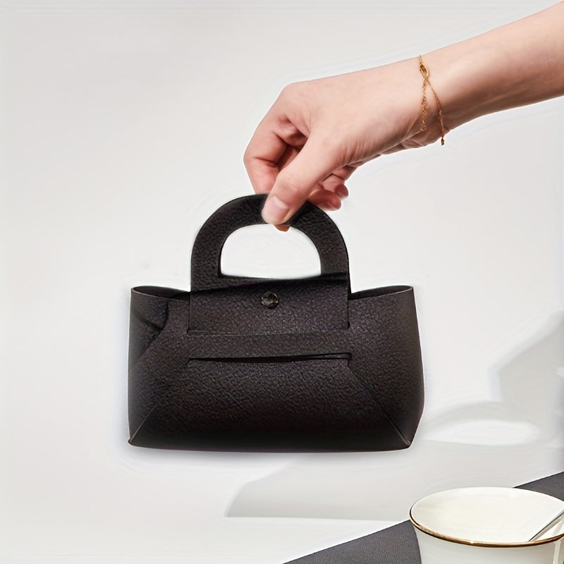 Snap Button Glasses Bag Handle Makeup Organizer Mini Pouch