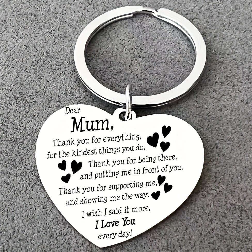 Heart-Shaped Stainless Steel Key Chain for Mom - Thanksgiving Gift