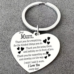 Heart-Shaped Stainless Steel Key Chain for Mom - Thanksgiving Gift