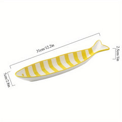 Ceramic Fish Snack Dish Hand Printed Seasoning Plate Creative Sushi Plate