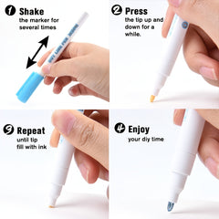 8 Double line Outline Flash Highlighter Bicolor Pen