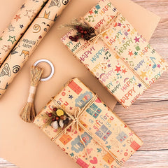 6pcs Colorful Cartoon Birthday Gift Wrapping Paper Roll