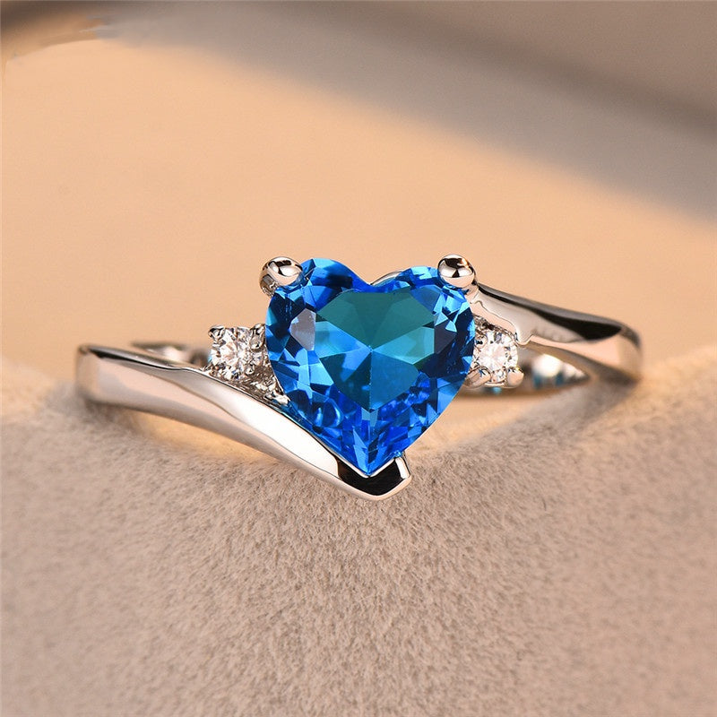 Heart Shaped Crystal Zircon Ring for Women Finger Ring