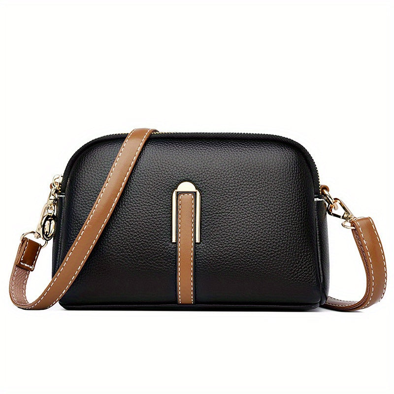 Vintage Litchi Crossbody Bag PU Leather Shoulder Handbag