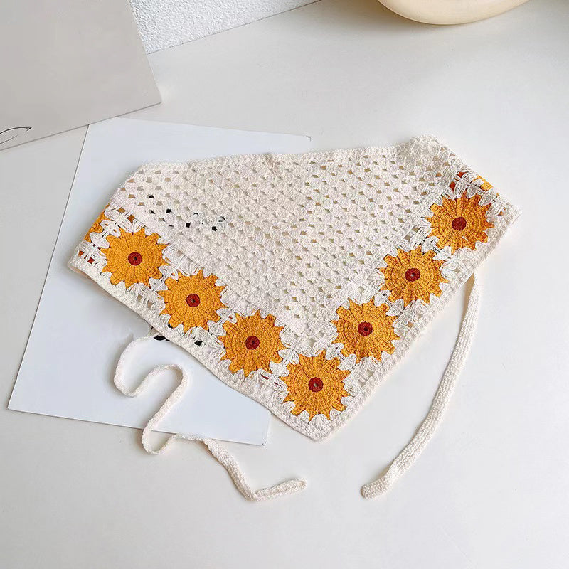Boho Crochet Bandana Elastic Flower Headband Hair Accessory