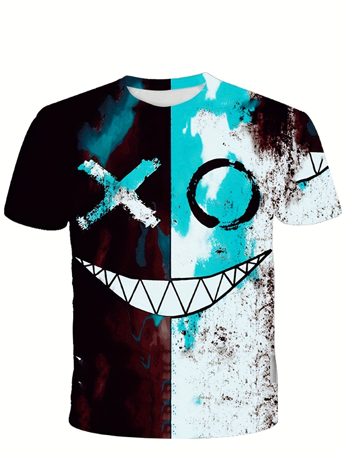 Boys Colorful Graffiti Face T Shirt Short Sleeve Tee