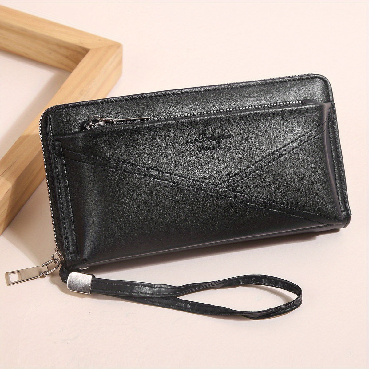 Men's Double Zipper Card Slots Wallet Phone Bag Key Holder Case Coin Purse
