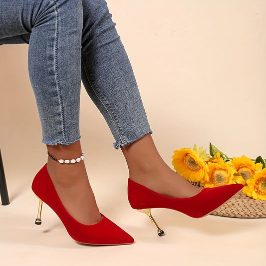 Women's Pointed Toe High Heels Micro Suede Stiletto Heels