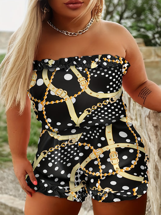  Chain Print Tube Romper Medium Stretch