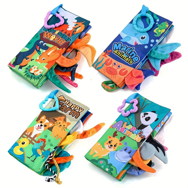Interactive Animal Tail Cloth Book for Toddlers 0-3 Years