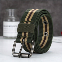 Men's Army Green Cloth Strap Square Belt