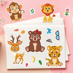 24pcs Animal Face Changing Stickers Fun Toy Patterns Non Repea