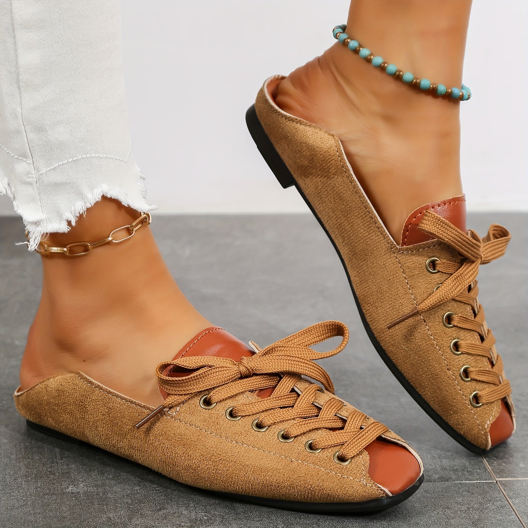 Women's Lightweight Lace Up Closed Toe Flat Shoes