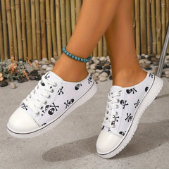 Skull Pattern Canvas Shoes Halloween Slip On Sneakers