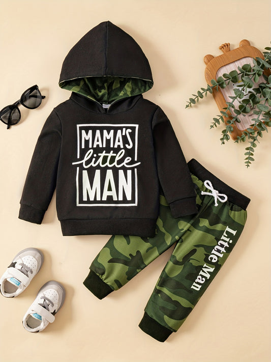 Baby Boy Camo Hooded Sweatshirt & Trousers Set