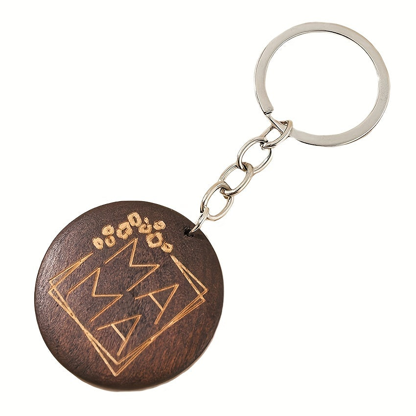 Wood Round Keychain Pendant MAMA Gift Bag Accessories
