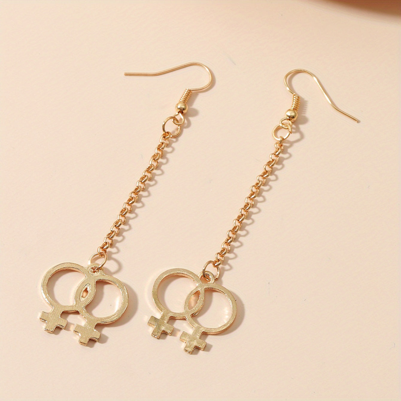 Girl Symbol Long Chain Dangle Earrings Minimalist Style Alloy Jewelry Gift
