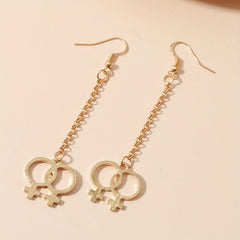 Girl Symbol Long Chain Dangle Earrings Minimalist Style Alloy Jewelry Gift
