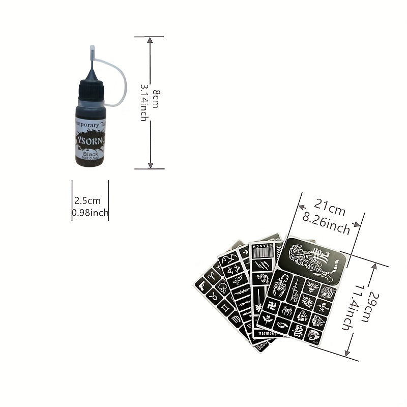 10ml Tattoo Ink 6 Tattoo Templates Waterproof Tattoo Paste Set