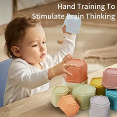 10pcs Hexagonal Stacking Cups Set for Bath and Indoor Play