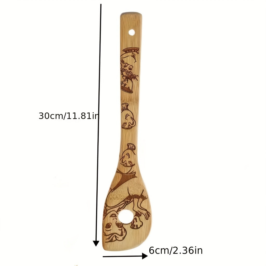 5pcs Bamboo Halloween Kitchen Utensils Set - Non-stick Cooking Tools