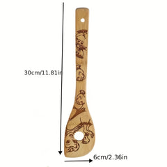 5pcs Bamboo Halloween Kitchen Utensils Set - Non-stick Cooking Tools