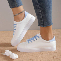 Women's Lace-Up Flat Skate Shoes Non-Slip Casual Walking Shoes