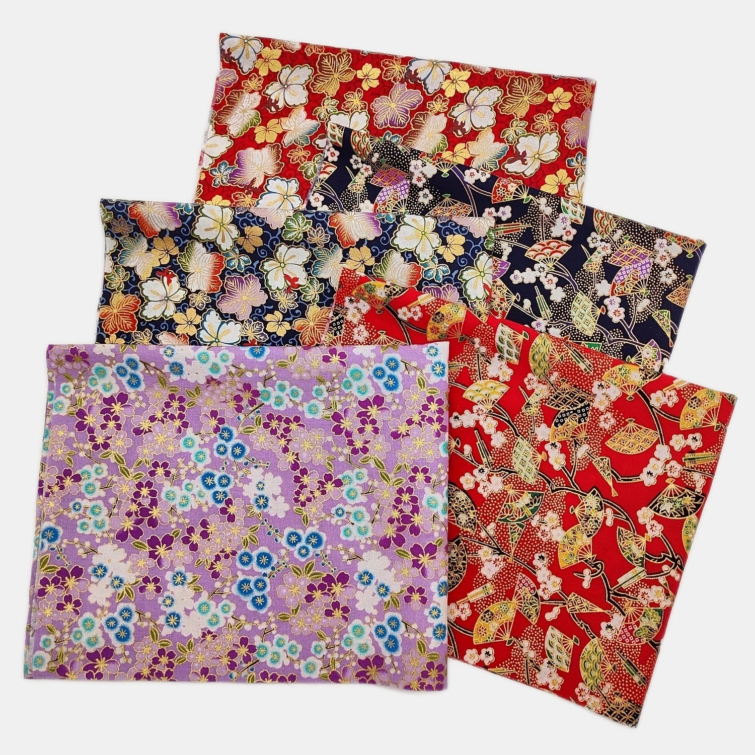 5pcs Bronzing Cotton Patchwork Fabric Flowers for Sewing Quilting Crafting