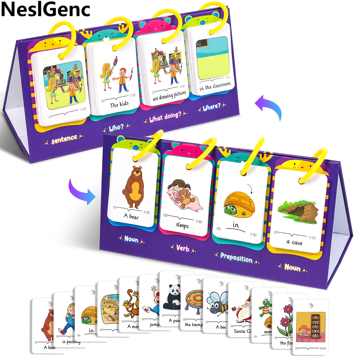 Educational Sentence Flip Chart Toy 80 Cards Double Sided Standing Flip Charts