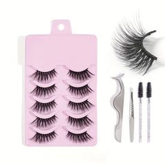 5 Pairs Thick Half Eye Lashes Wispy Fluffy False Eyelashes with Tools