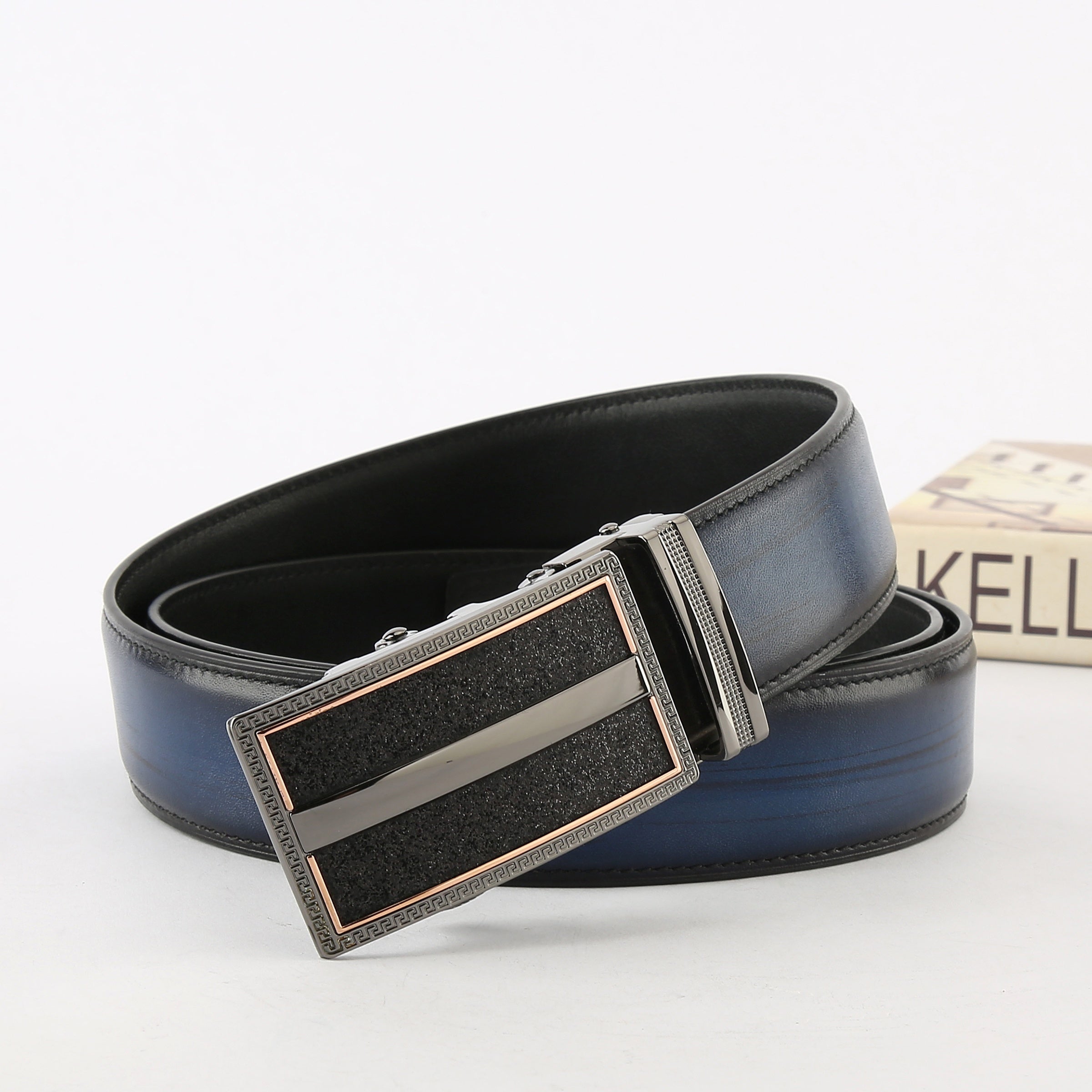 Men's Leather Belt Automatic Buckle Business Suit Waist Strap