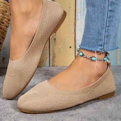 Women's Knitted Flat Shoes Soft Sole Slip On Casual Walking Flats