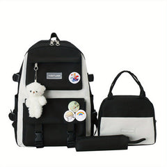 3PCS Casual School Bag Set Ultralight Backpack Lunch Pencil Bag