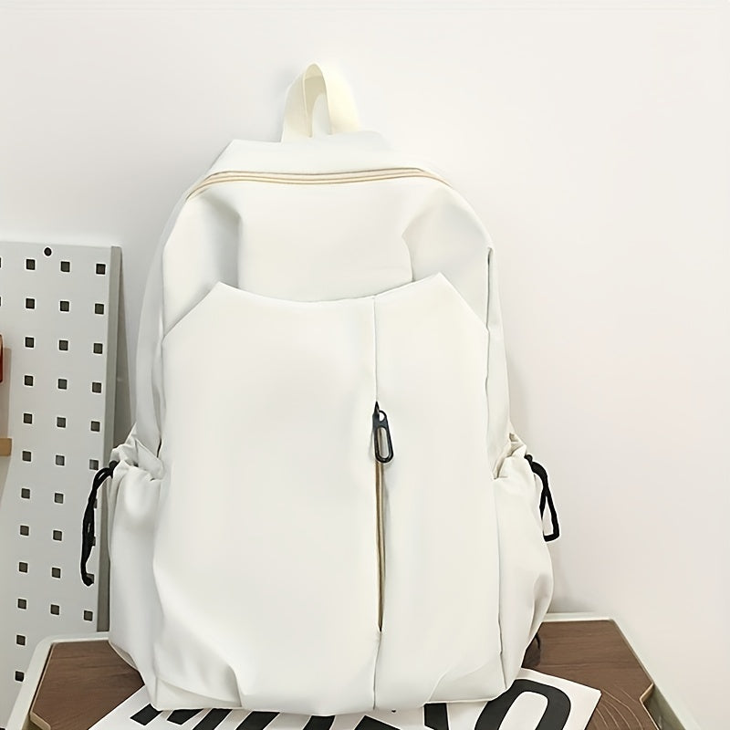 Solid Travel Backpack Lightweight Nylon School Bag Preppy Style Laptop