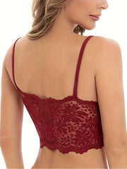 Floral Lace Wireless Bra Double Straps