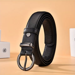 Solid PU Belt Leopard Print Round Buckle Vintage Jeans Pants Belt