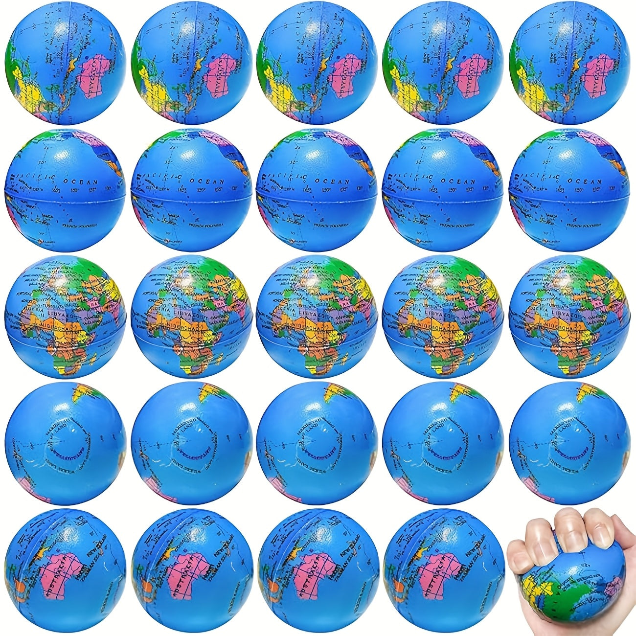 24 Earth Relax Balls Sensory Toys World Map Mixed Colors Finger Exercise