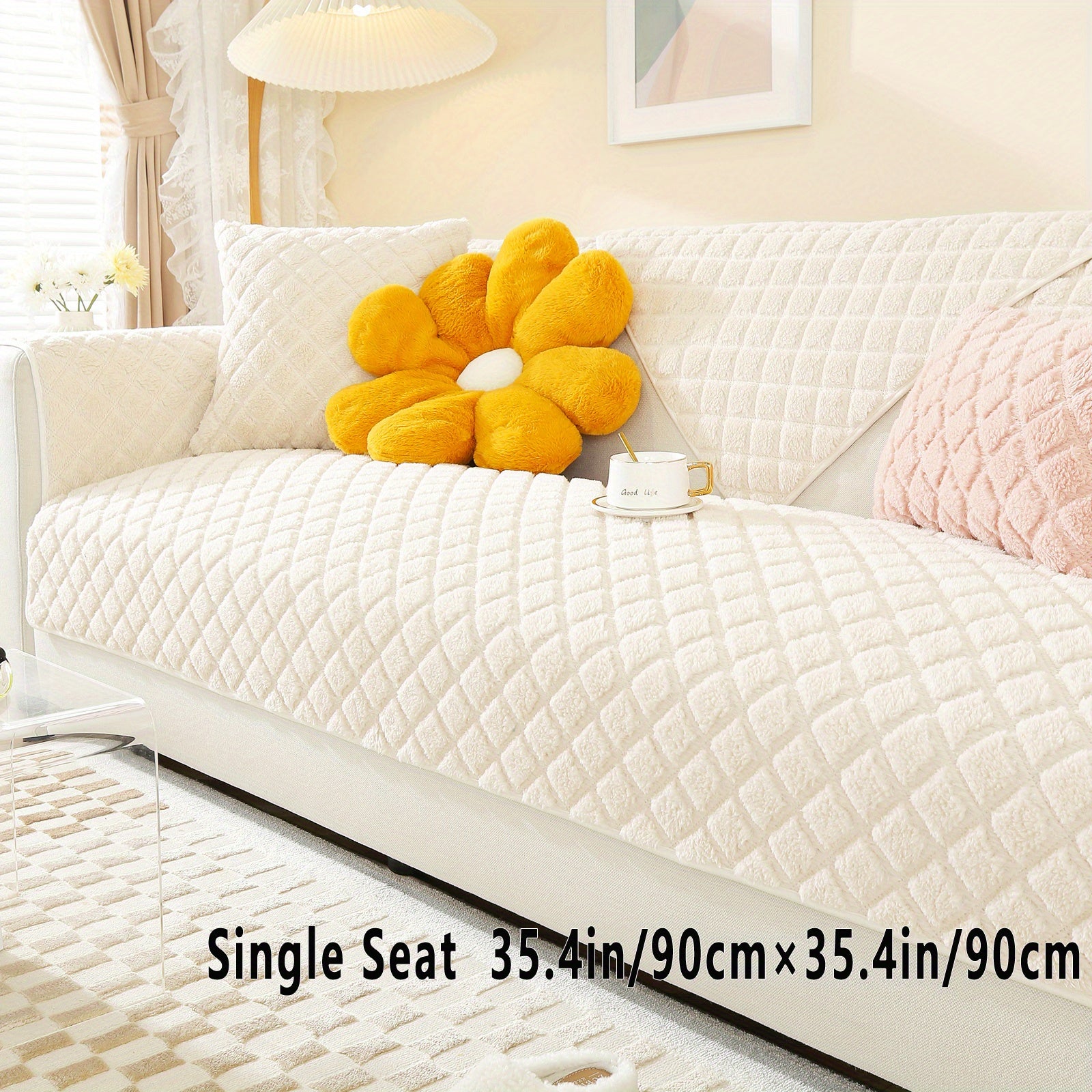 Winter Plush Sofa Cover Non-slip Slipcover Thickened Furniture Protector